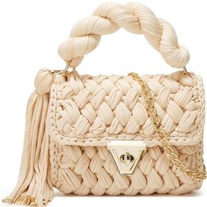 Tote Purse Crossbody Bag: Chunky Yarn Knit Shoulder Bag Crochet Handbag